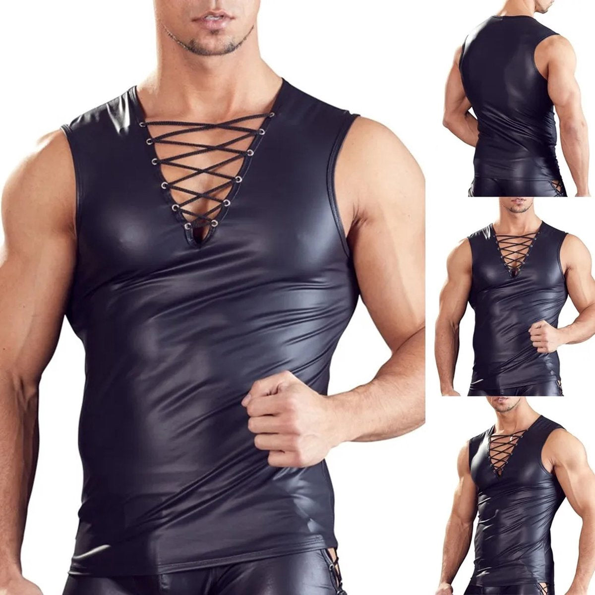PU Lederen Tanktop Veters