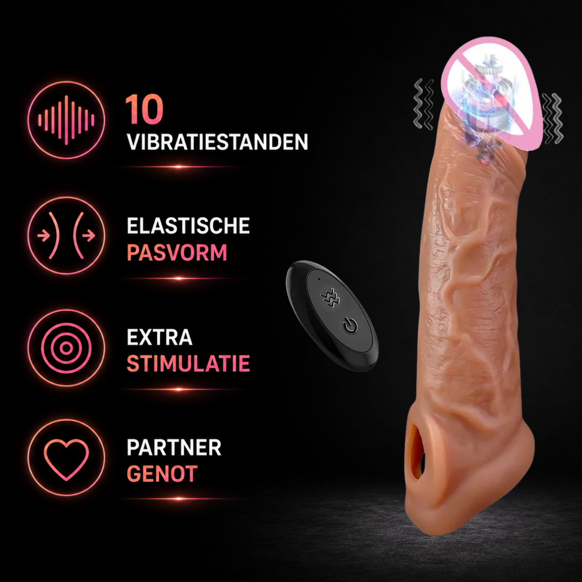 Krachtige vibrerende penis sleeve