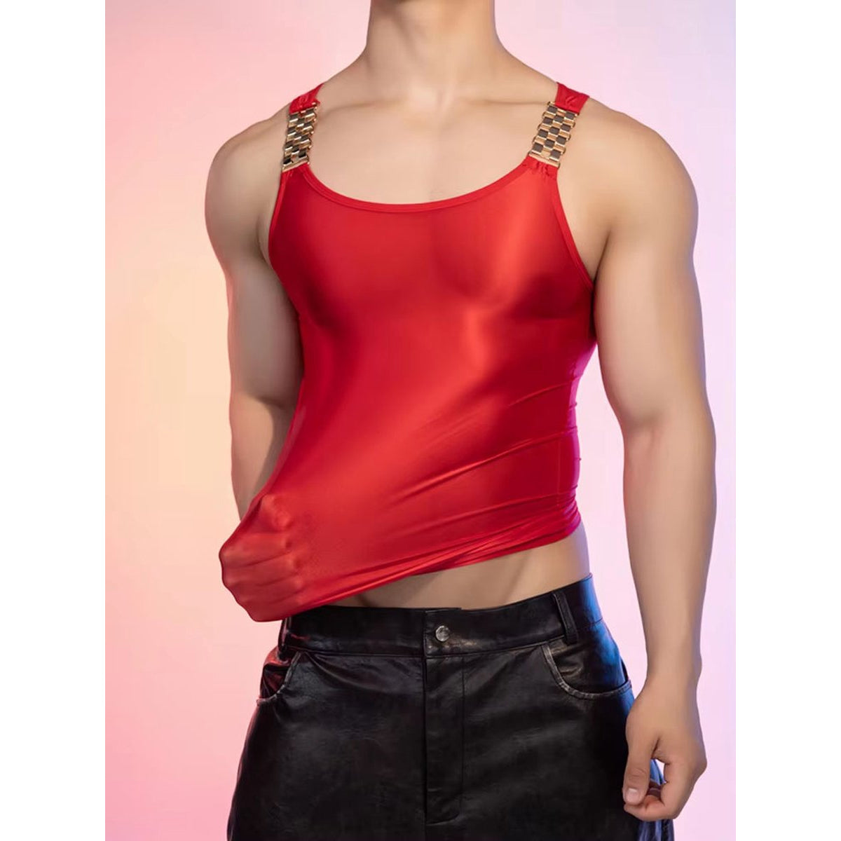 Heren Glanzende Tanktop