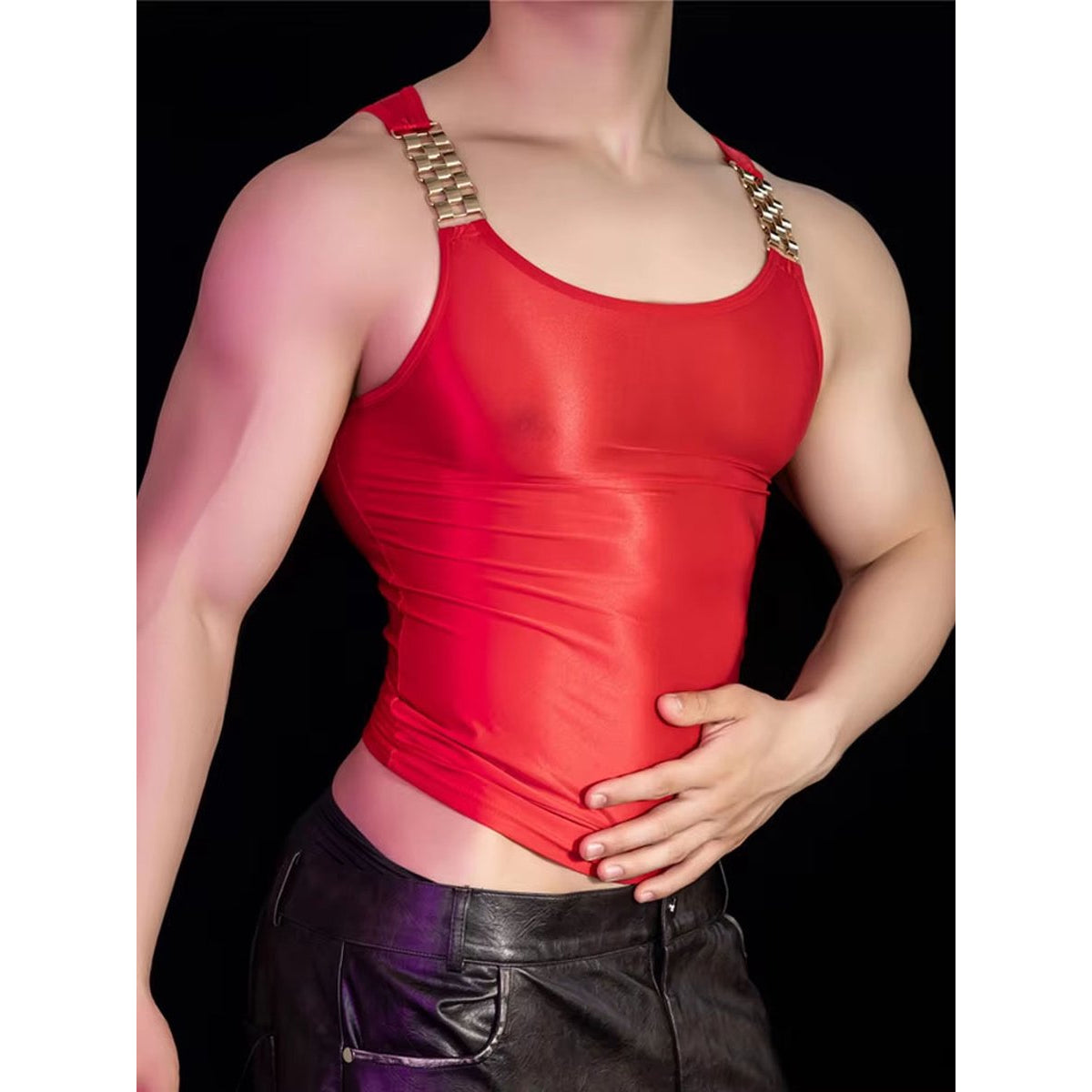 Heren Glanzende Tanktop