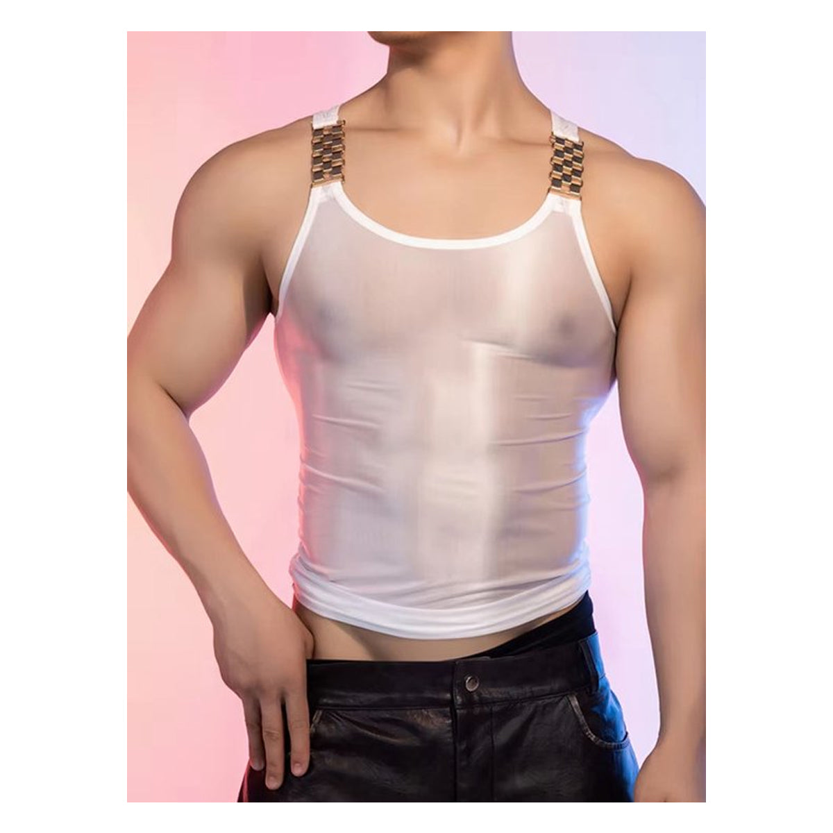 Heren Glanzende Tanktop