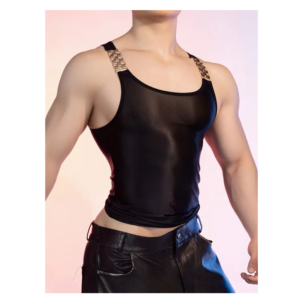 Heren Glanzende Tanktop