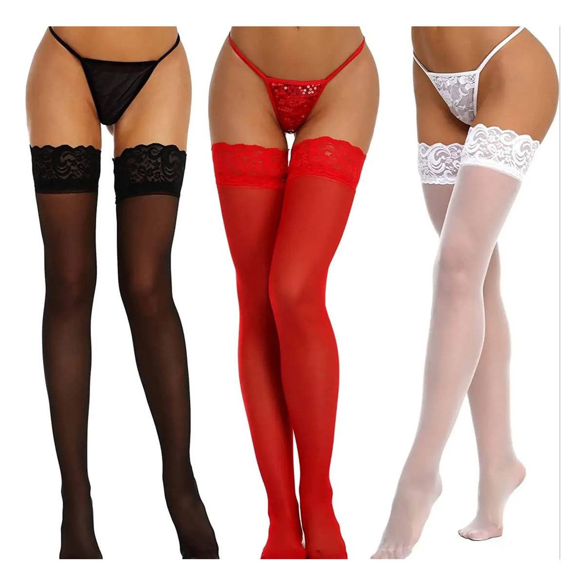 Set erotische kousen 3 kleuren