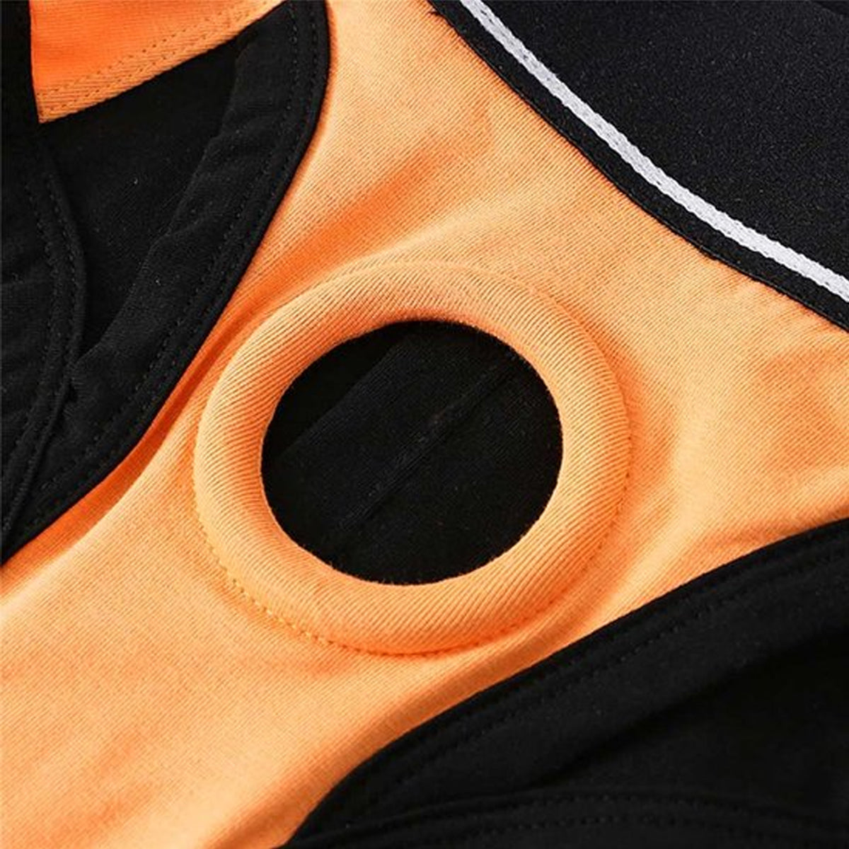 Oranje strakke heren slip met penis gat