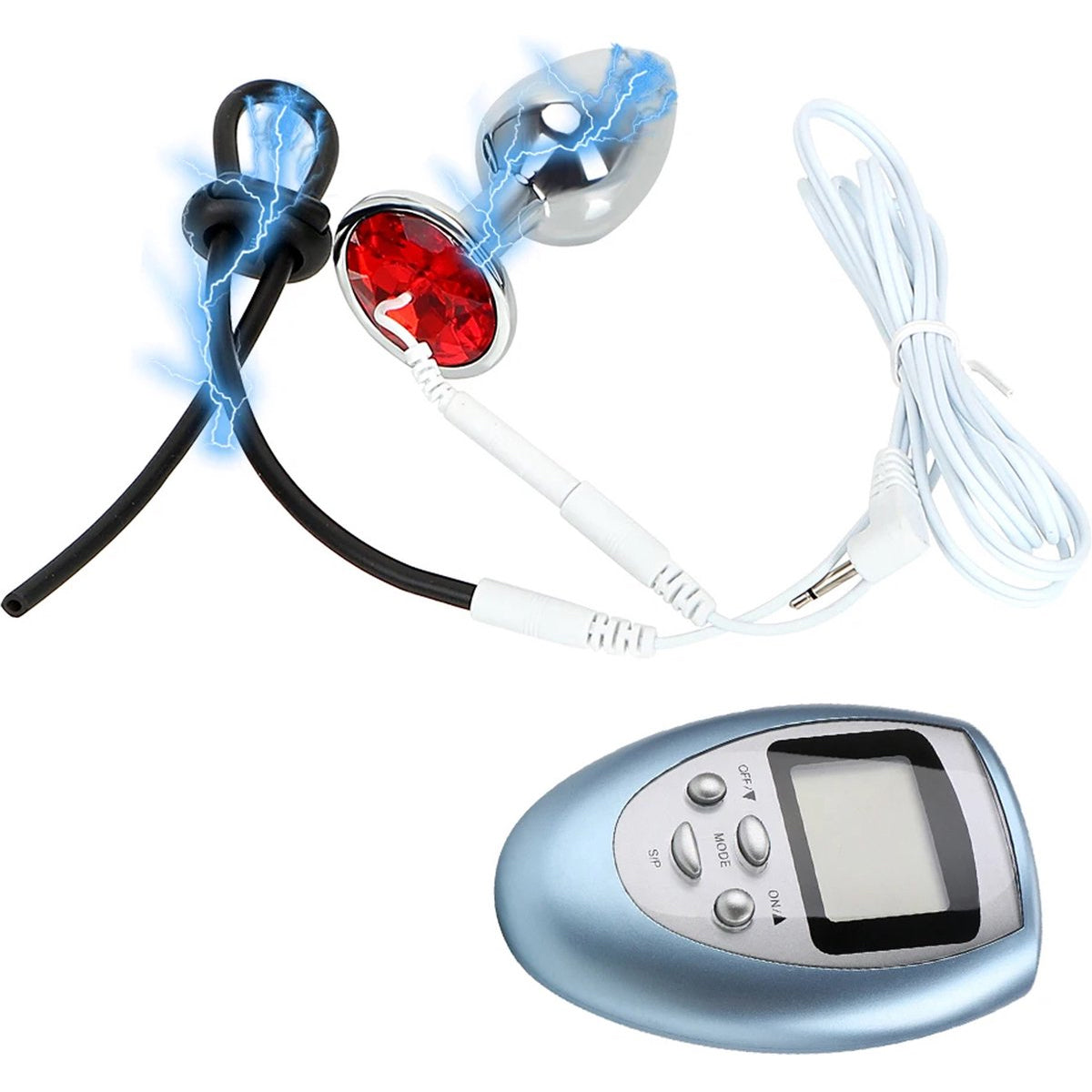 E-stim Buttplug met Penisring