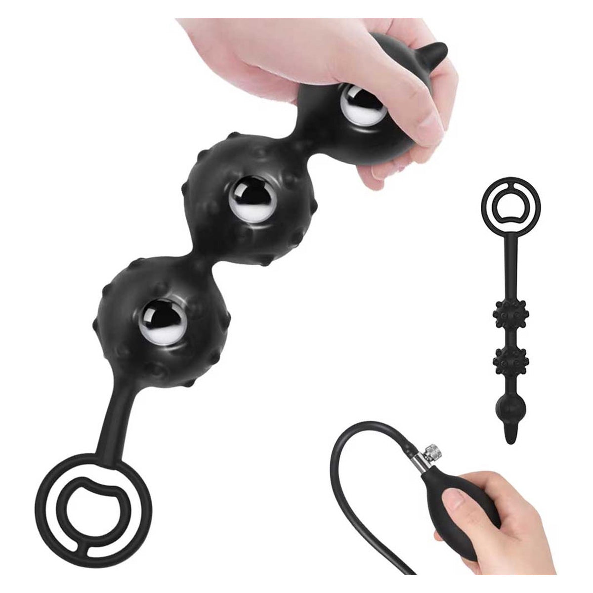 Triple ball opblaasbare buttplug