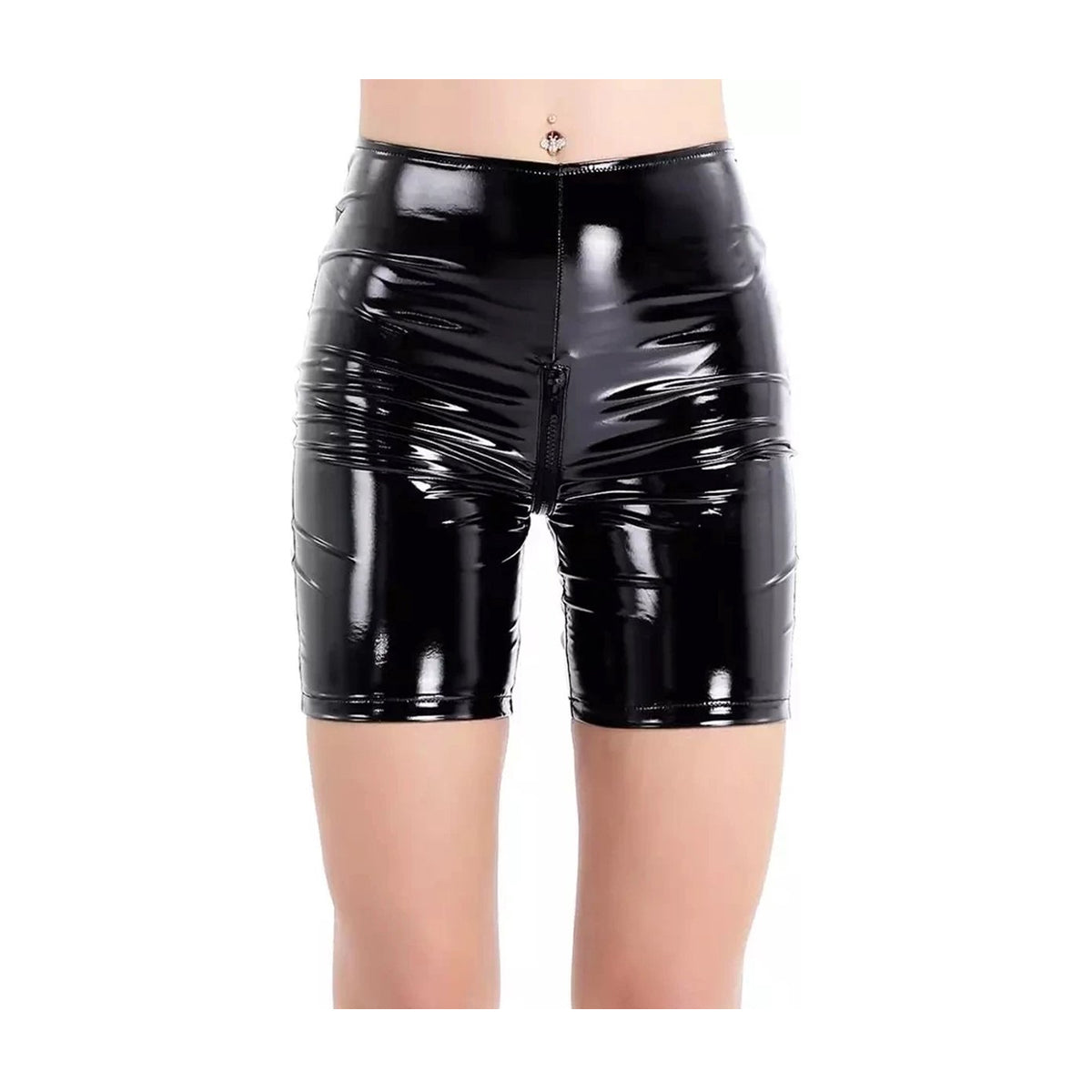 Strakke Latex Short met Open Kruis Functie