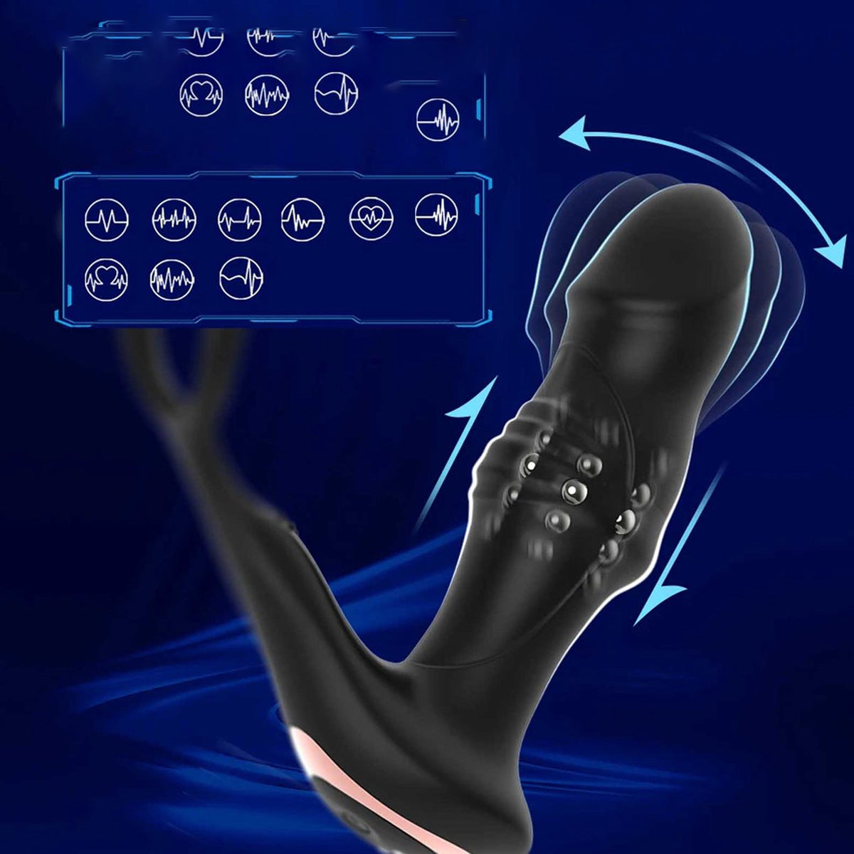 Vibrerende Cockring met Telescoop Buttplug