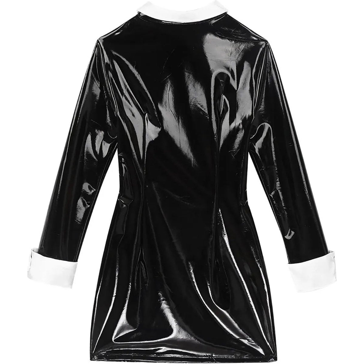 Latex Mini Jurk met Kraag en Manchet