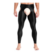 Heren Glanzende Legging met Open Kruis