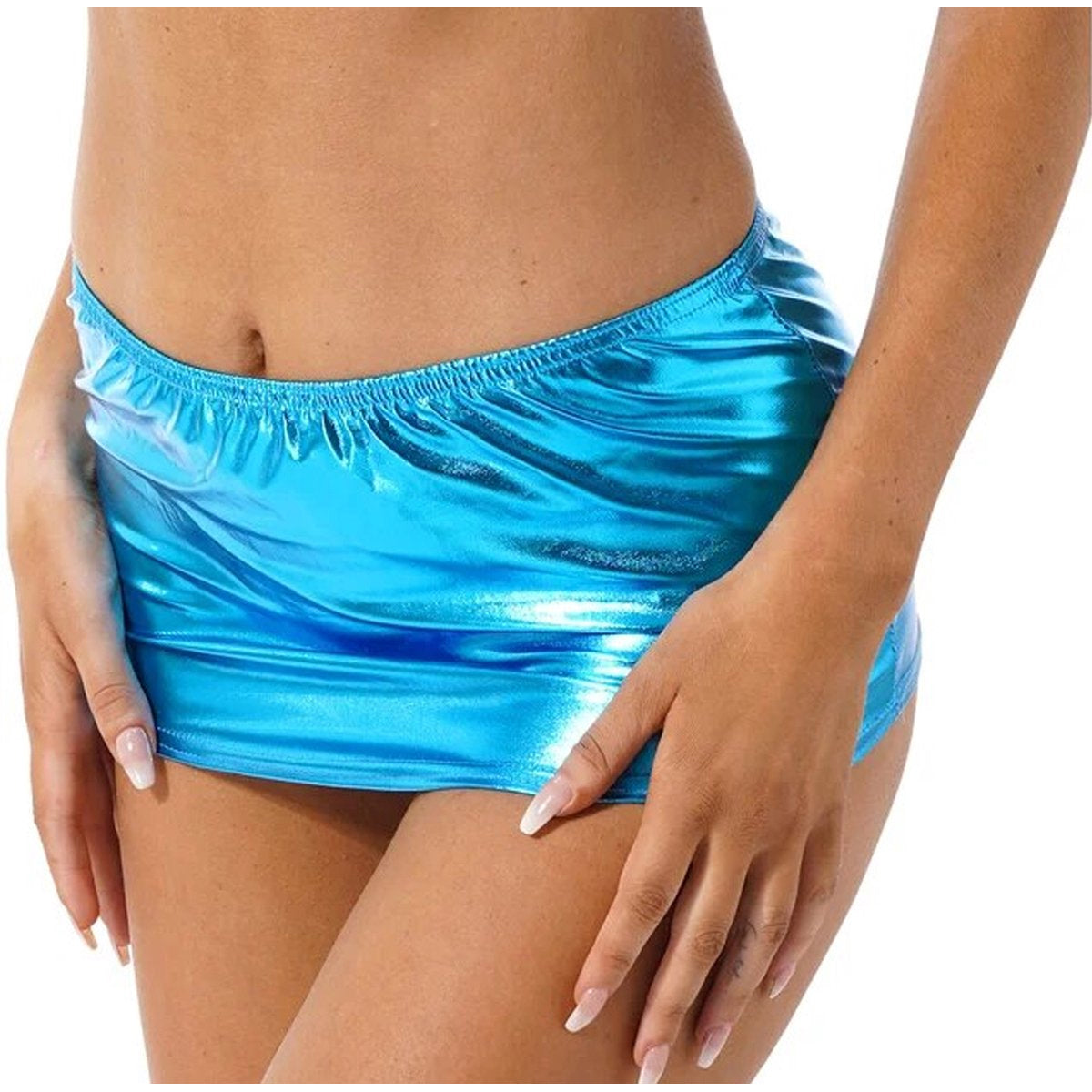 Glanzende Mini Rok Babyblauw