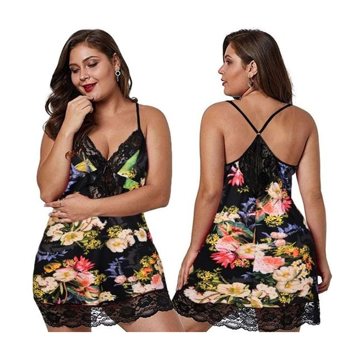 Nachtjurk Bloemen Plus Size