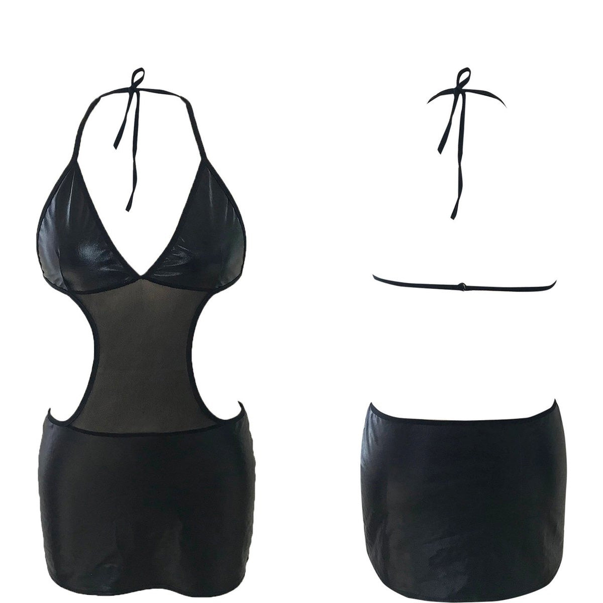 Hollow-out Jurk PU Leder