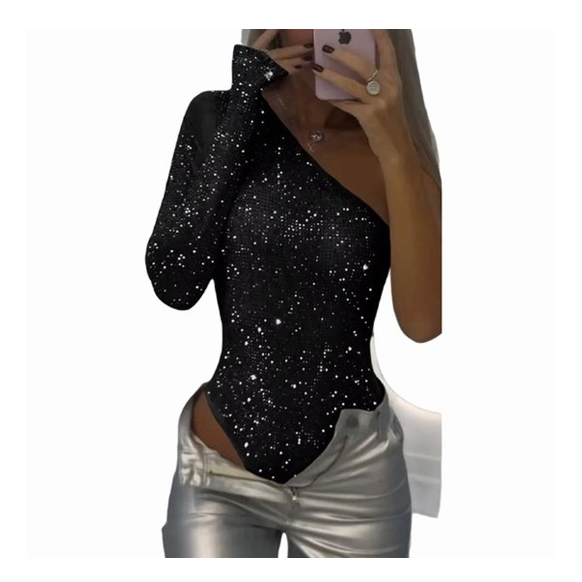 Bodysuit Zwart Glitter