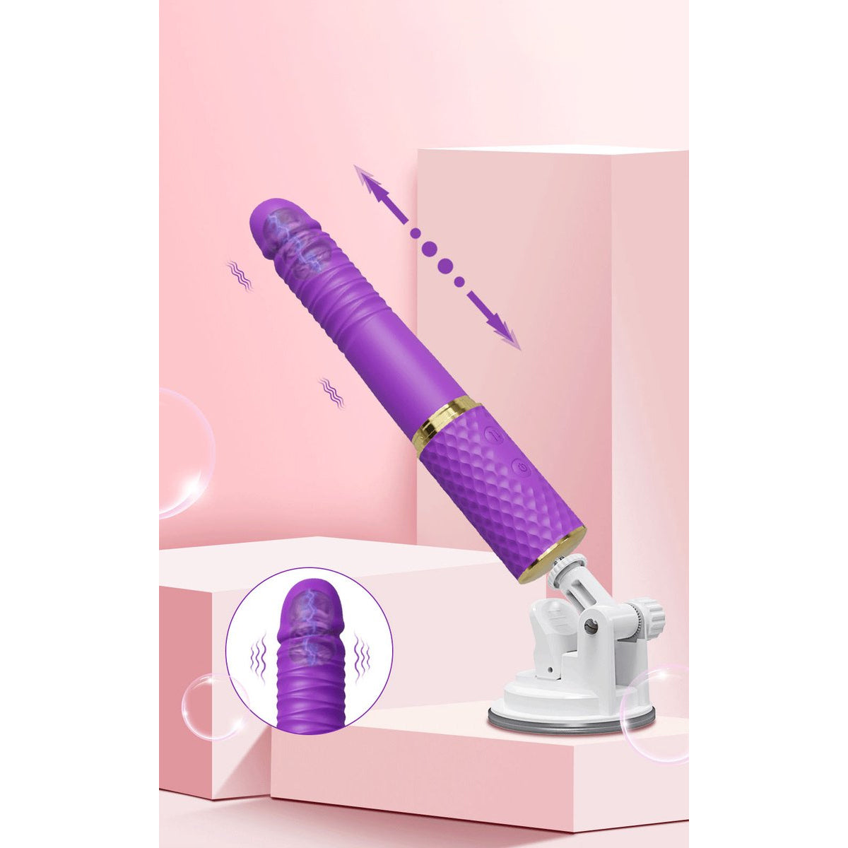 Dildo vibrator met telescoop en zuignap