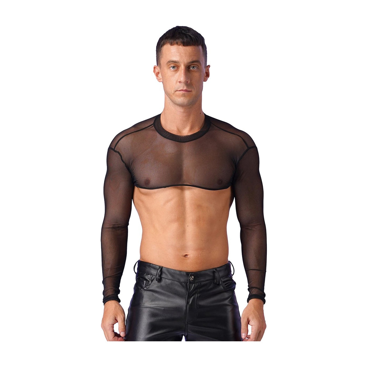 Transparante Korte Top met Lange Mouwen