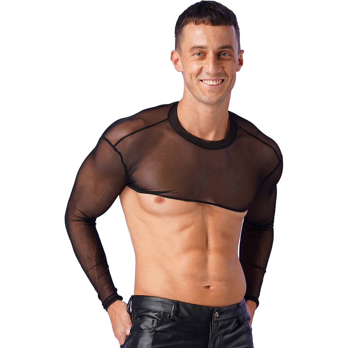 Transparante Korte Top met Lange Mouwen