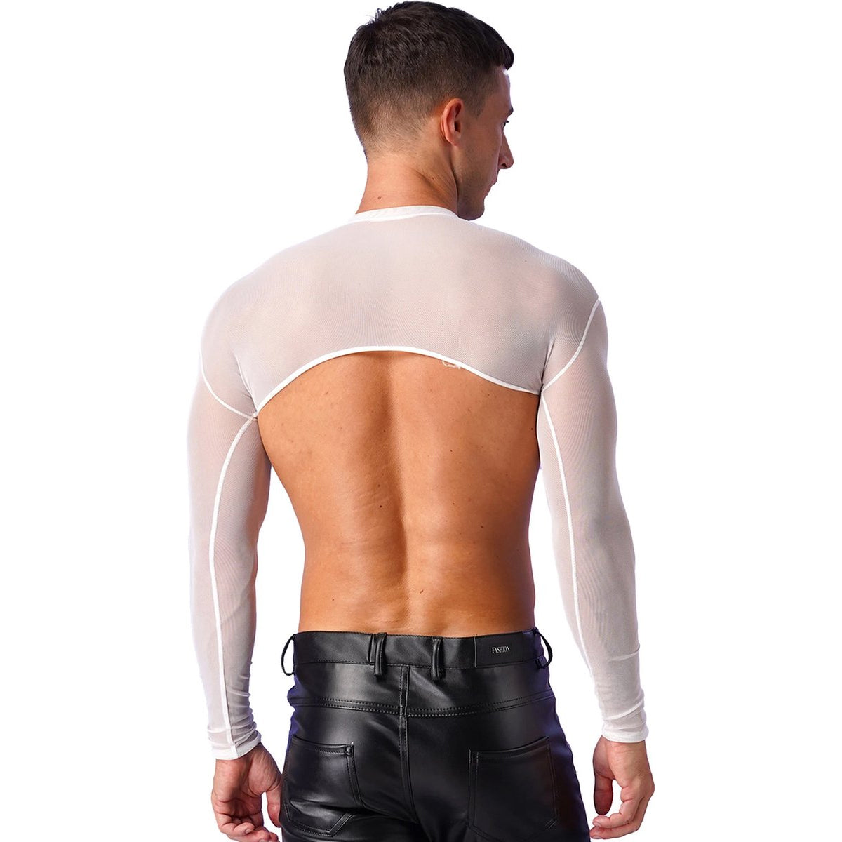 Transparante Korte Top met Lange Mouwen