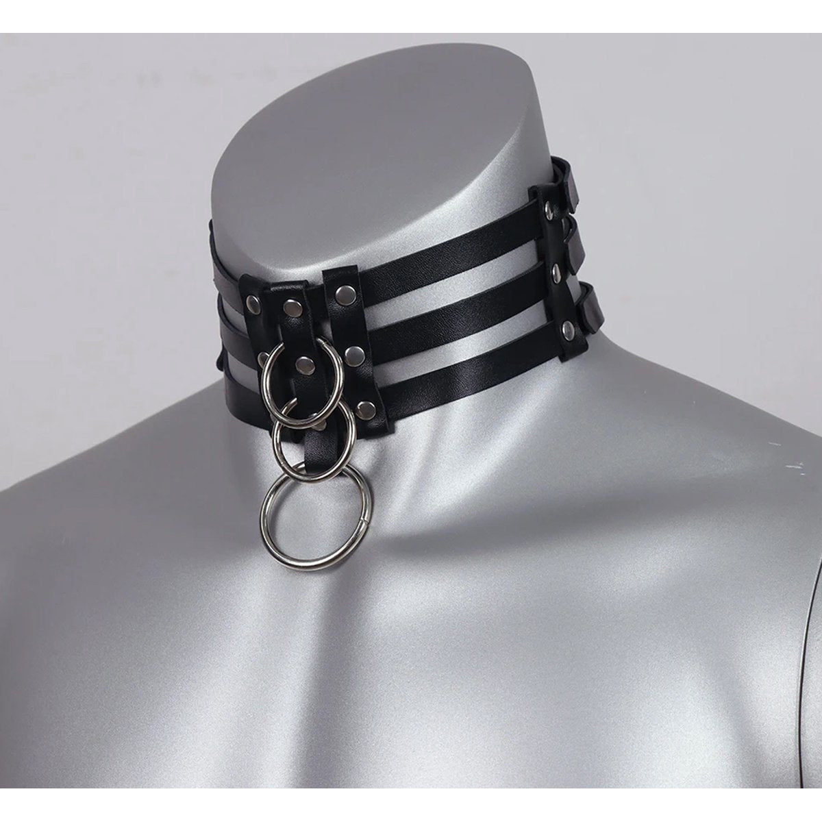 Choker Halsband met RVS Ringen Unisex