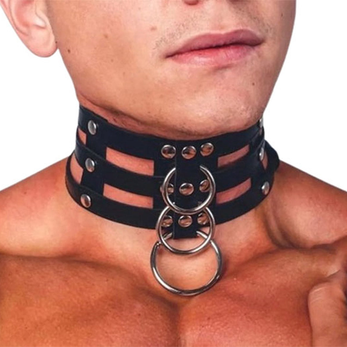 Choker Halsband met RVS Ringen Unisex