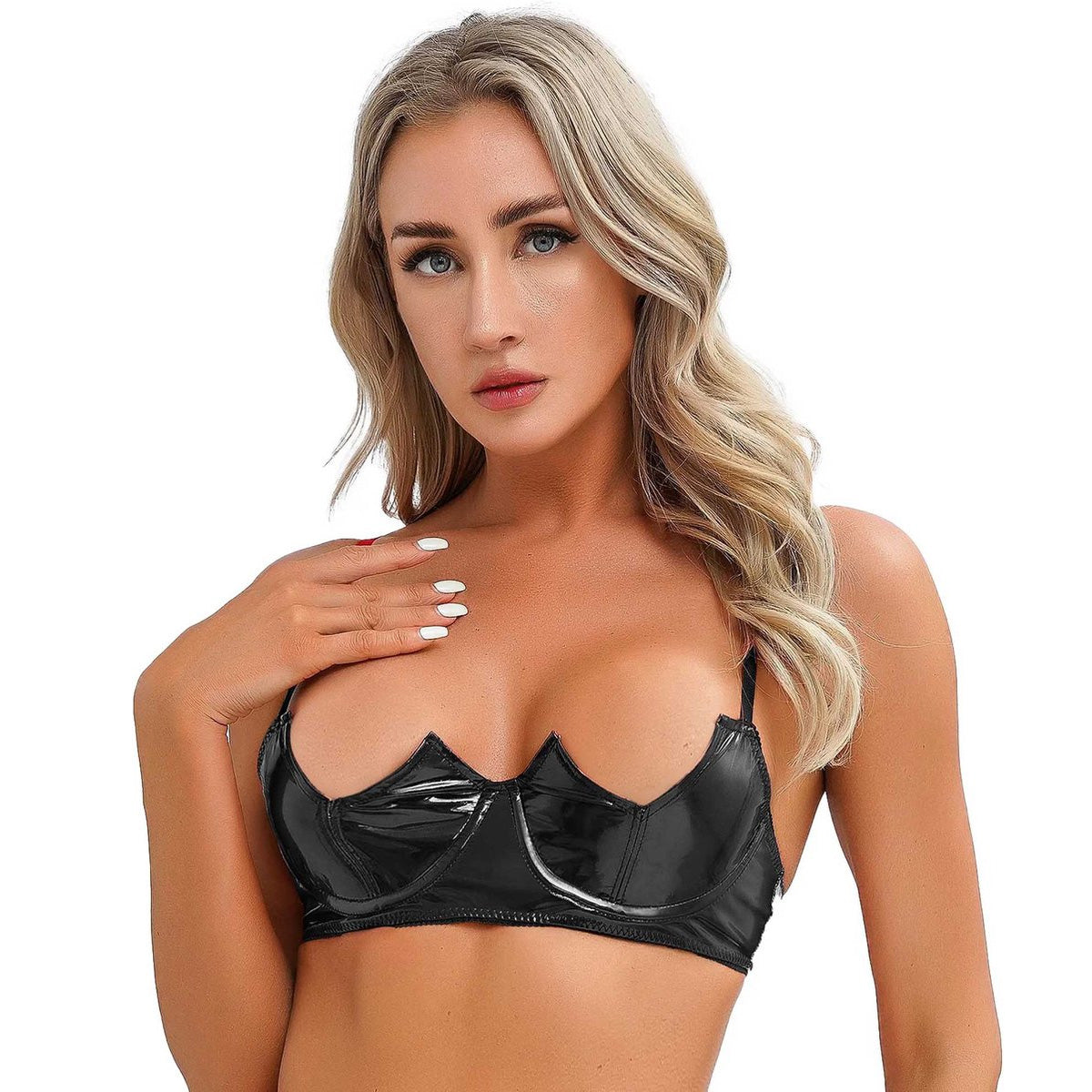 Half Open Latex Wetlook Bra