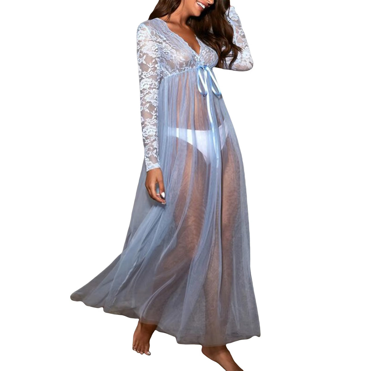 Transparante Nachtjurk Lichtblauw