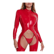 Erotische Lakleer catsuit Cherry Blaze