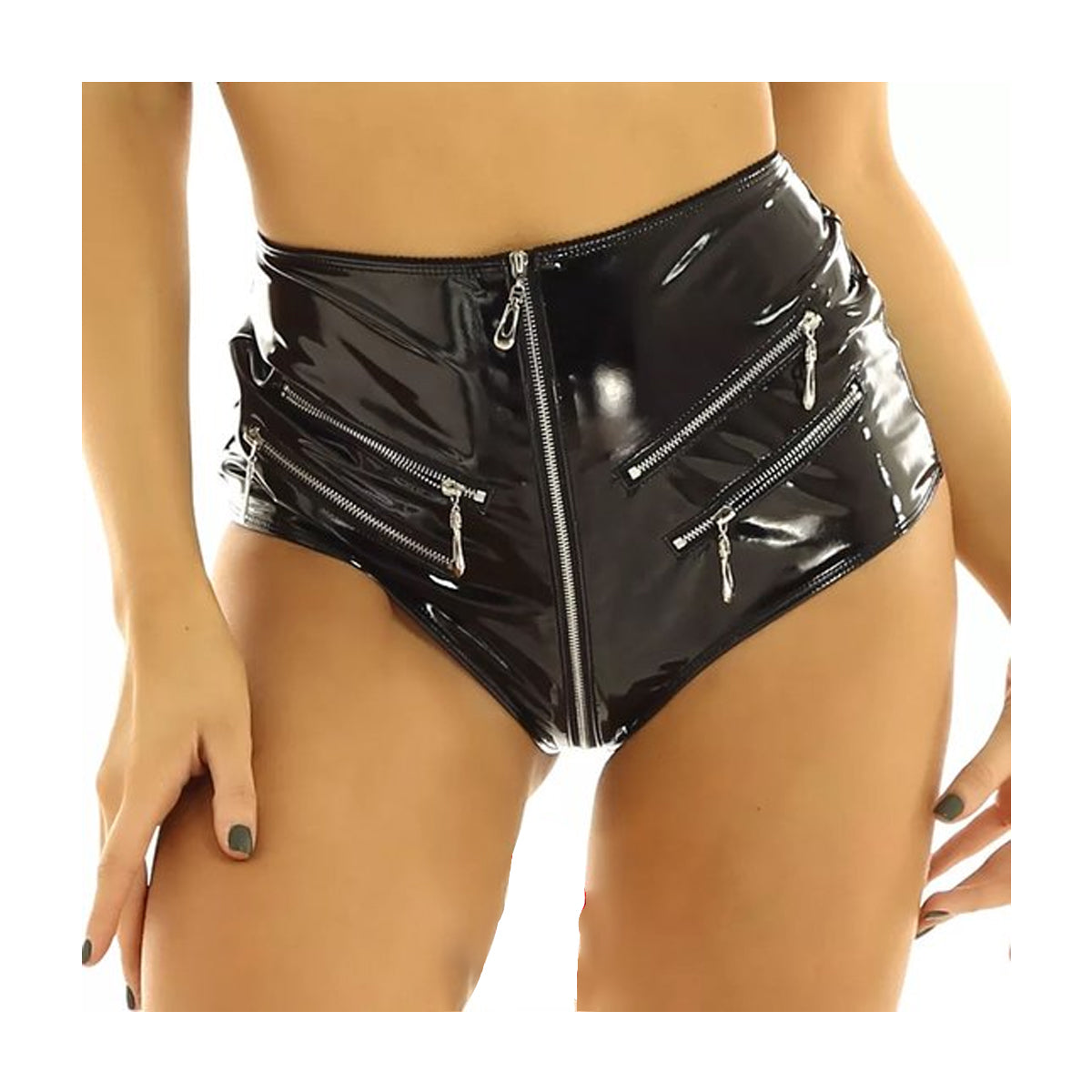 Leren Short met Rits Bij Kruis