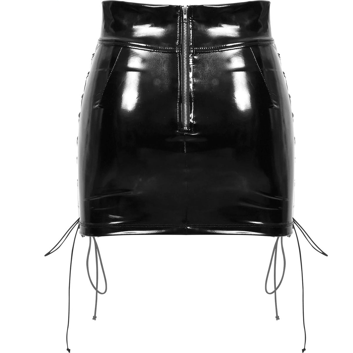 PU Lederen Minirok Open Zijkant