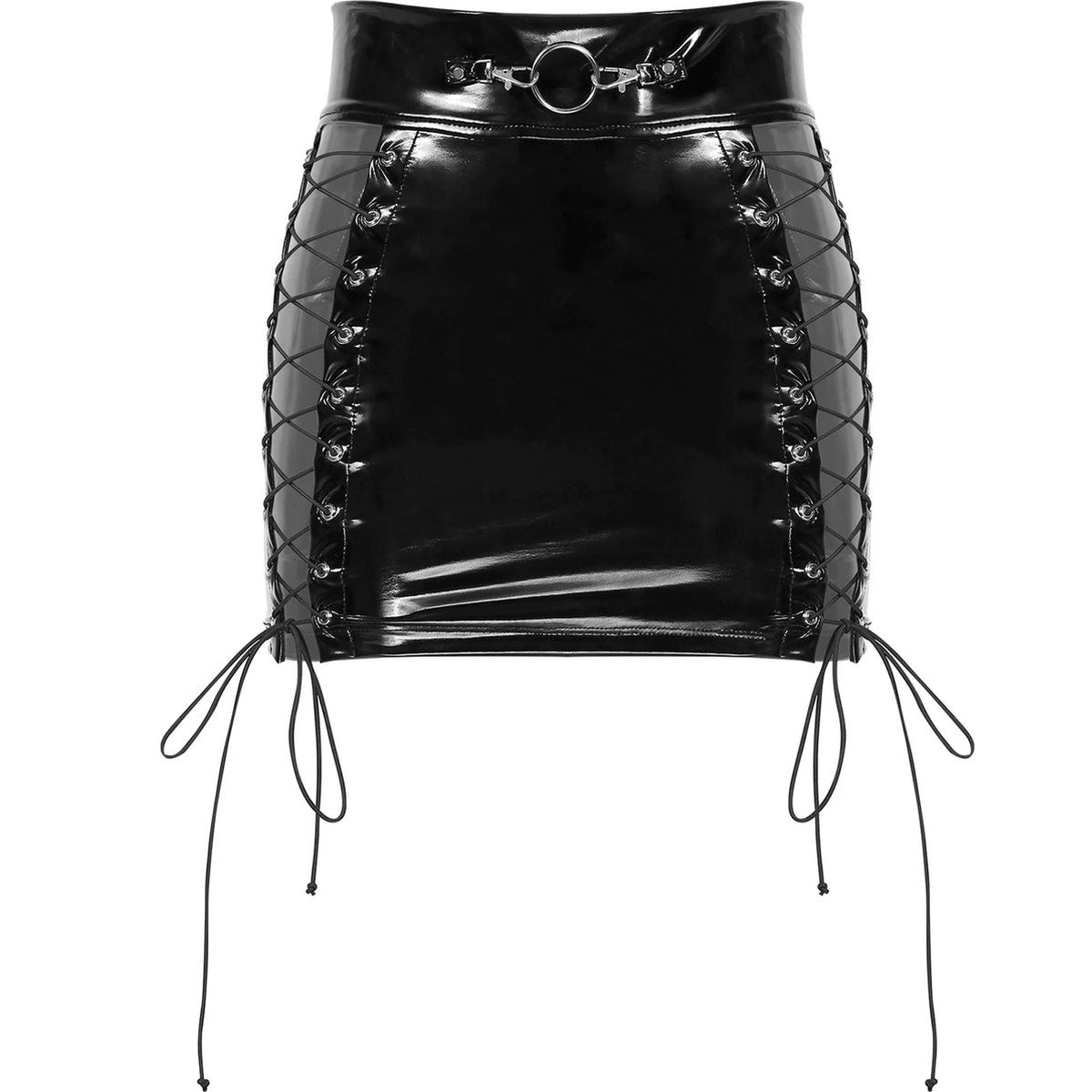 PU Lederen Minirok Open Zijkant