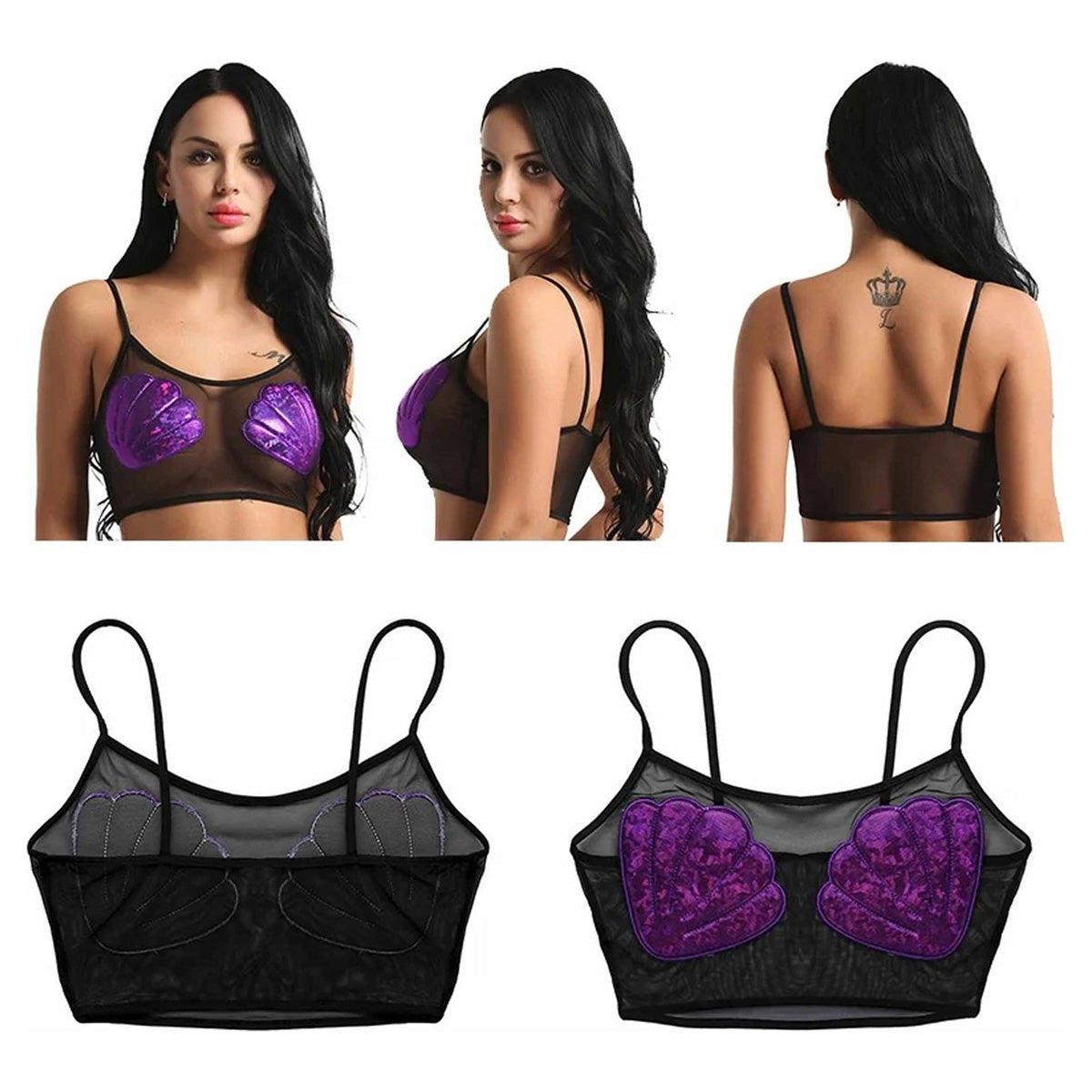 Transparante Top met paarse Schelpen