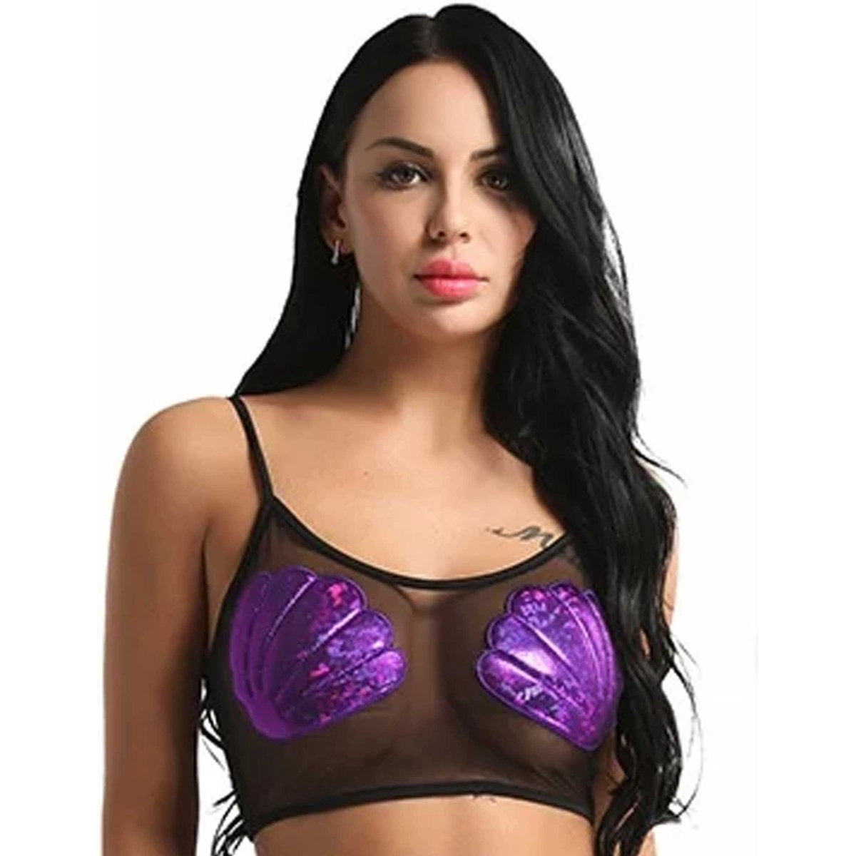 Transparante Top met paarse Schelpen