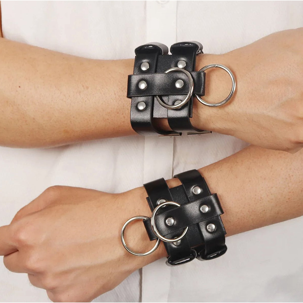 Leather Wrist Bondage 2 Pieces