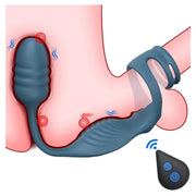 Penis ring with scrotum vibrator and anus vibrator
