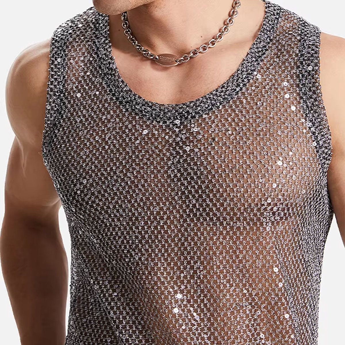 Zilveren Mesh Tanktop
