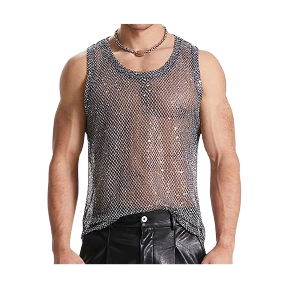 Zilveren Mesh Tanktop
