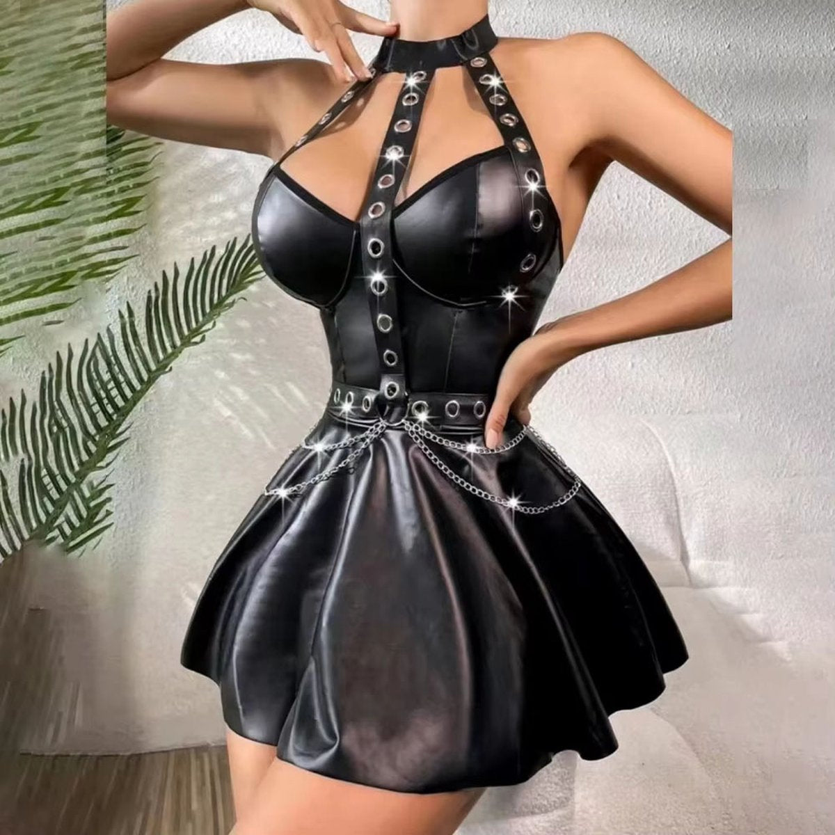 Jurk PU Leder paraplu rok