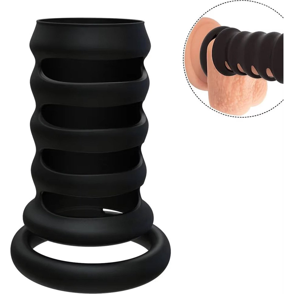 Zwarte Siliconen Penis- en Ballenring