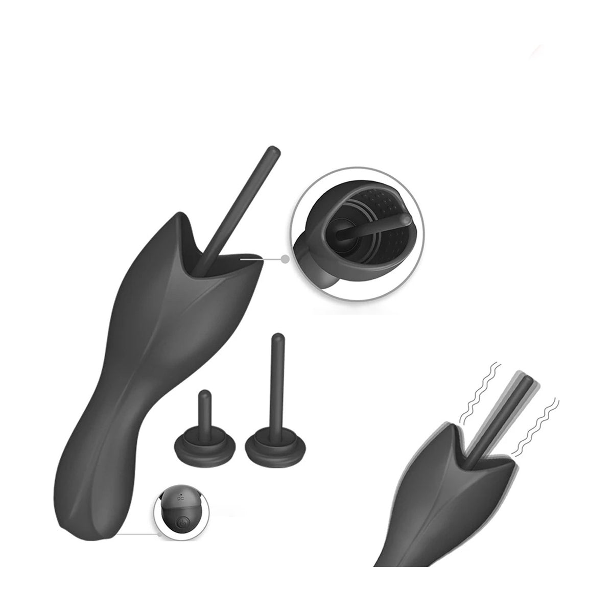 Vibrerende Penisplug met 3 Opzetstukken