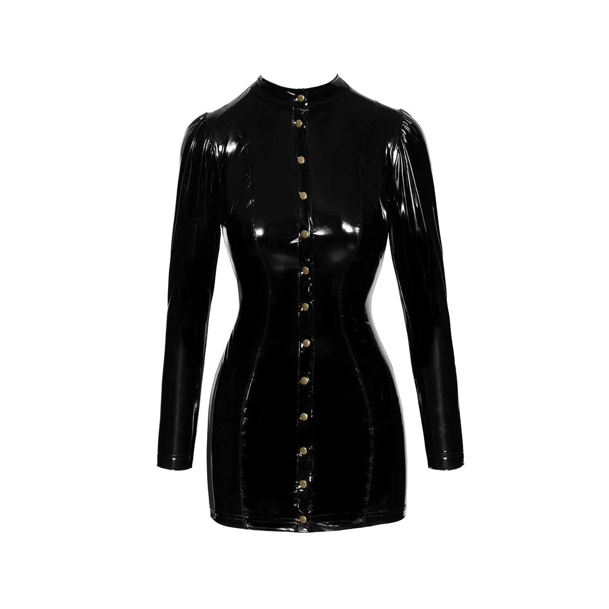 Latex Wetlook Jas met Lange Mouwen en Knoopjes