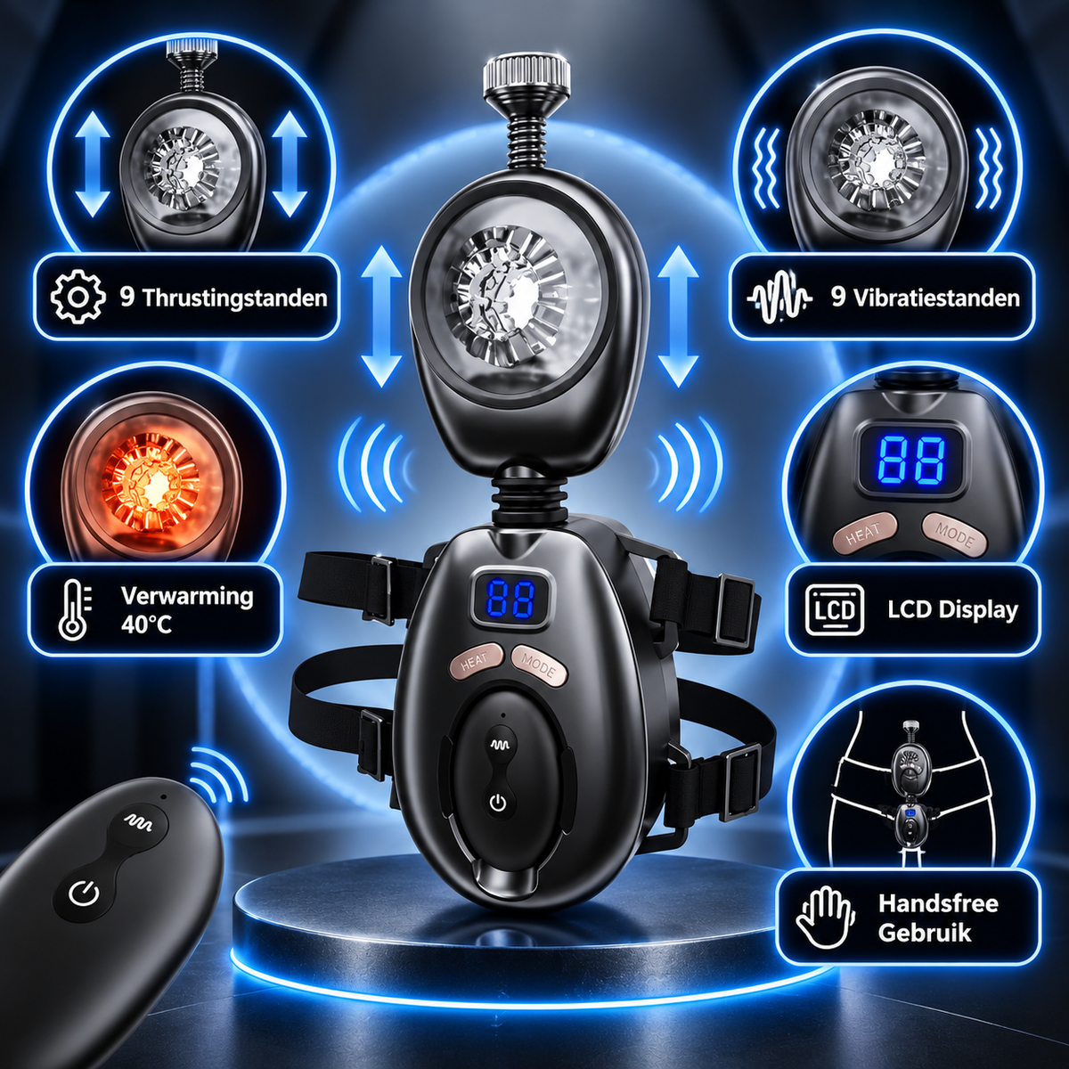 Handsfree Masturbator met harnas