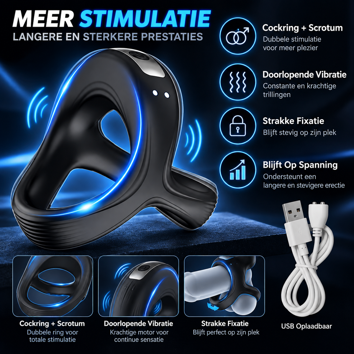 Cockring en scrotum vibrator