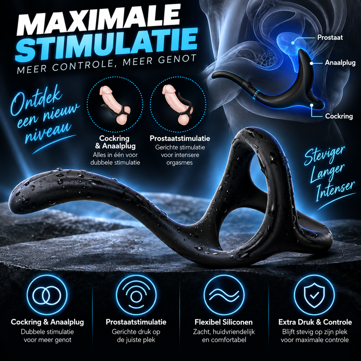 Penis ring with prostate stimulator