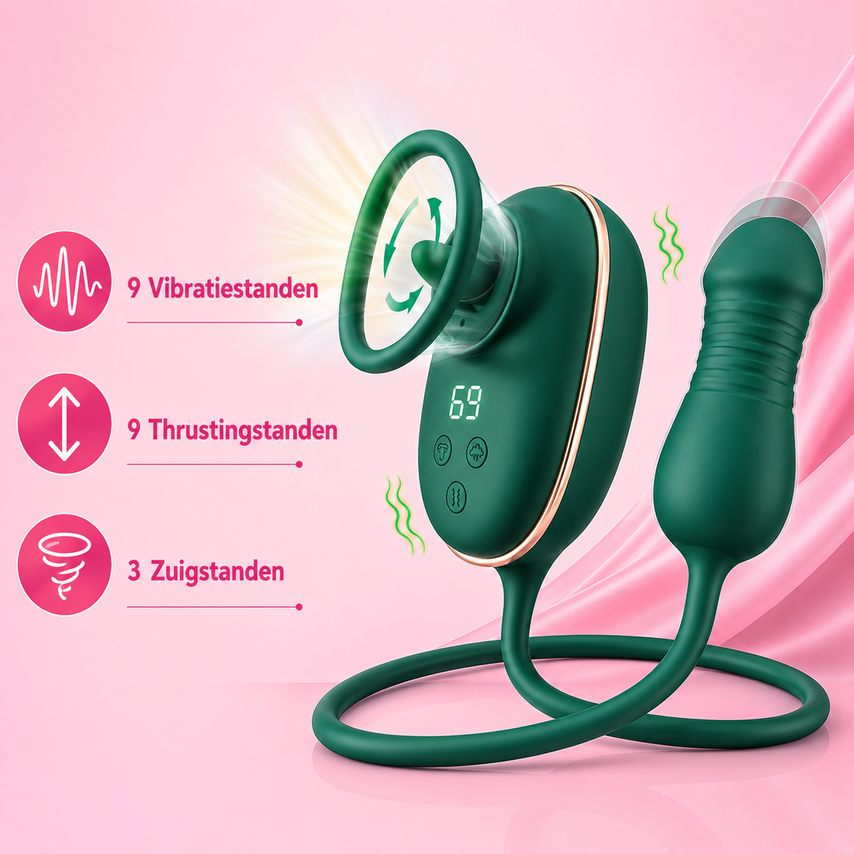 Clitoral Vibrator with Thrusting Dildo