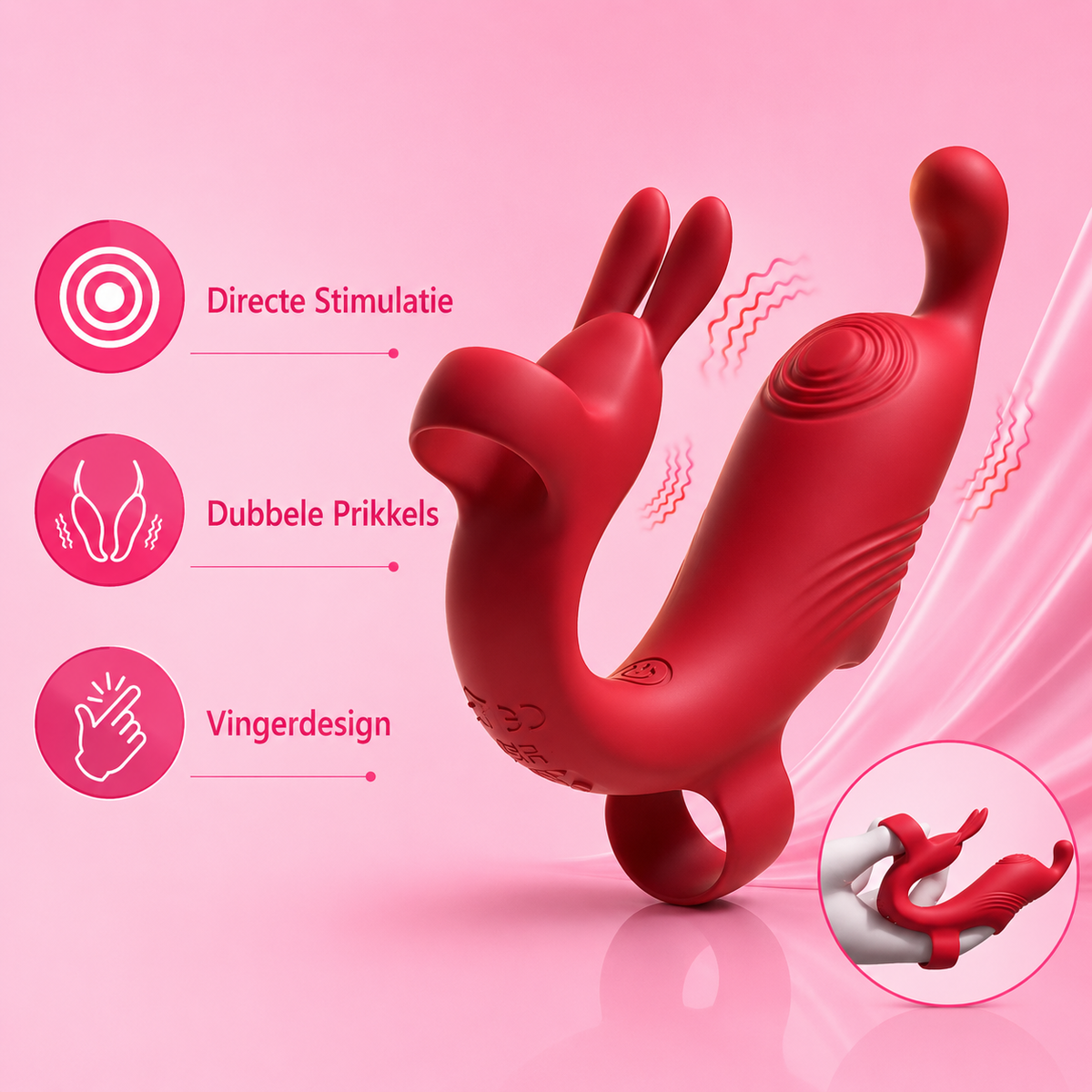 Vinger Vibrator met Dubbele Stimulatie