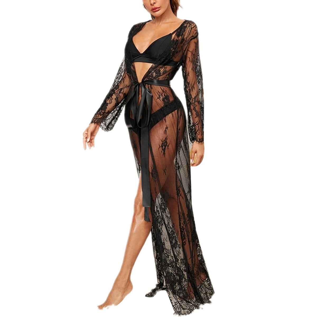 Transparante Nachtjapon Met Slip