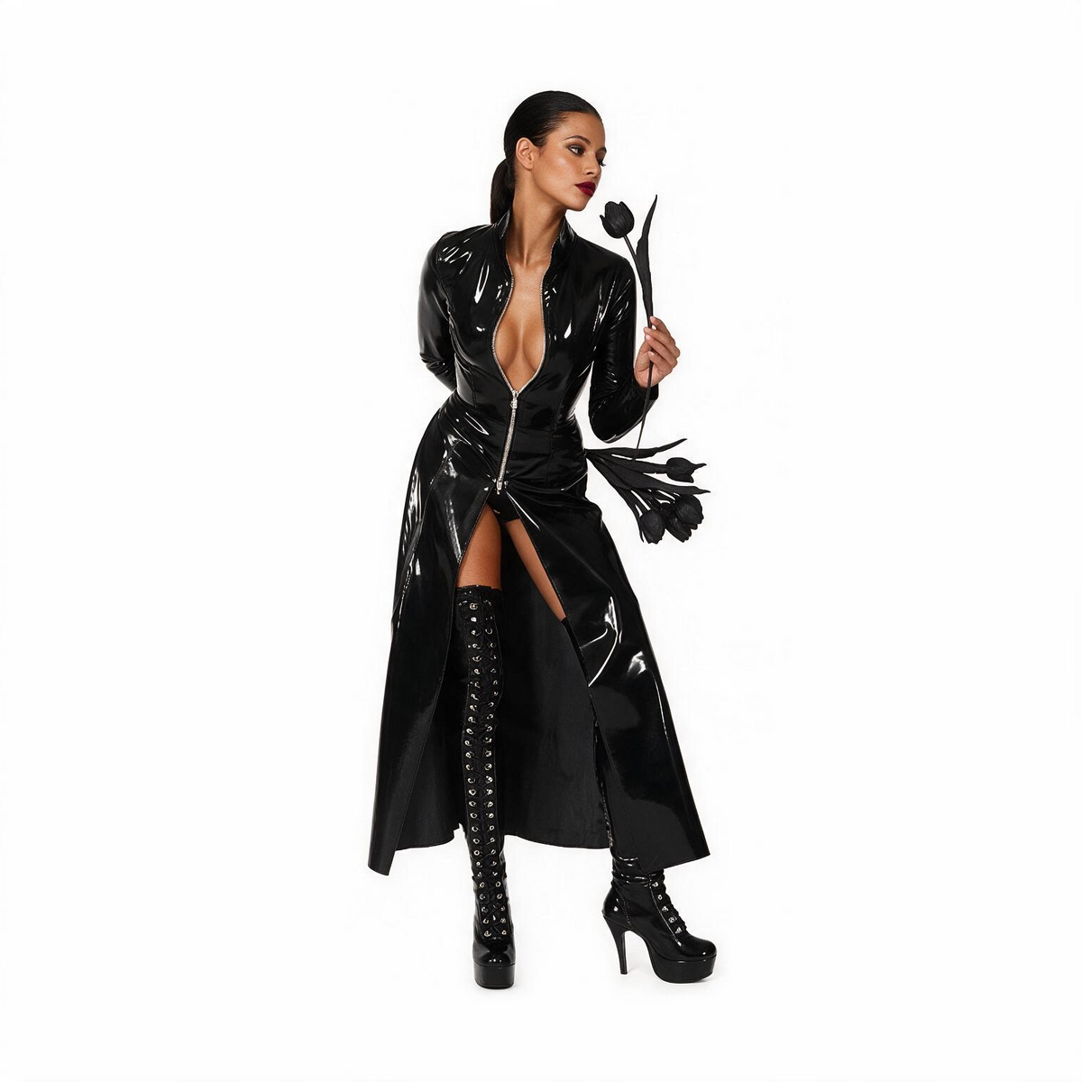 Latex wetlook BDSM jas