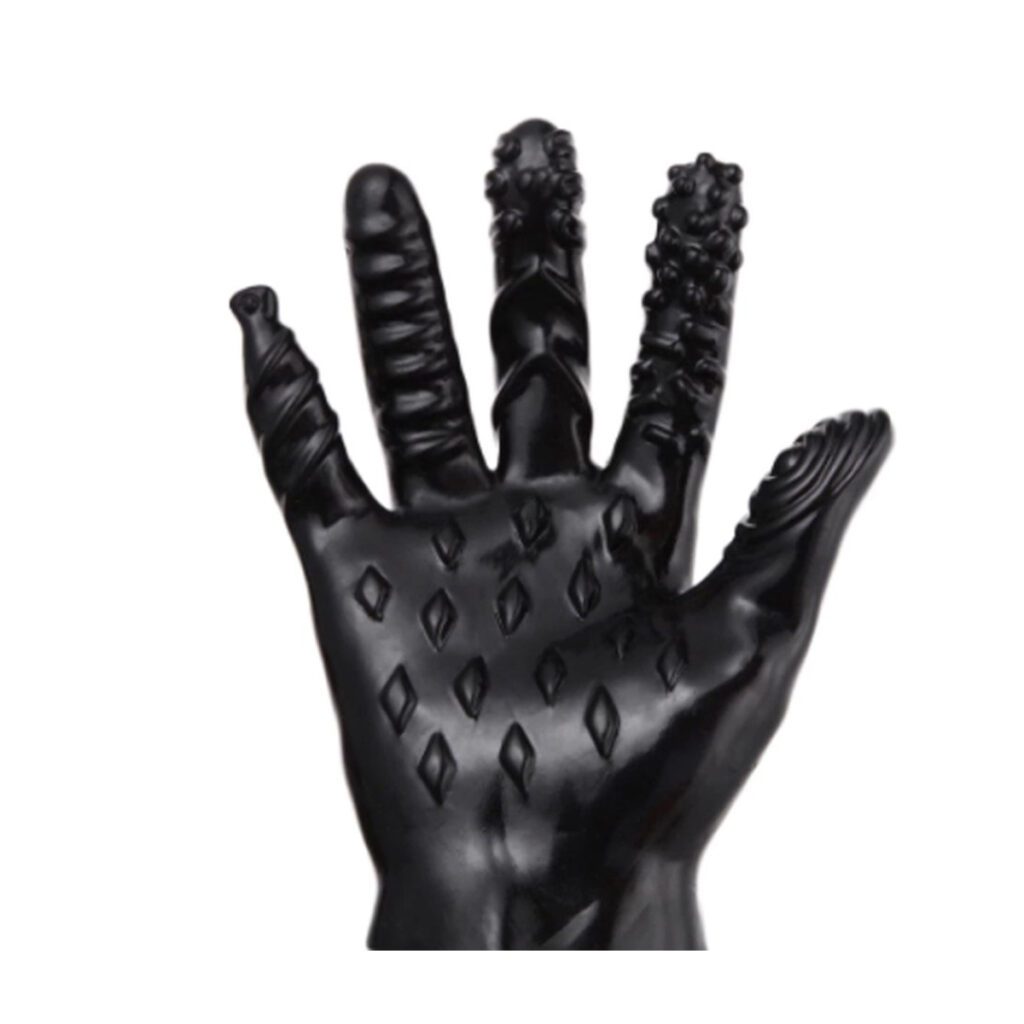 sex handschoen, sm handschoen, luxe, kwaliteit, extra stimulatie, bdsm, sm, 5, verschillende afdrukken, vinger