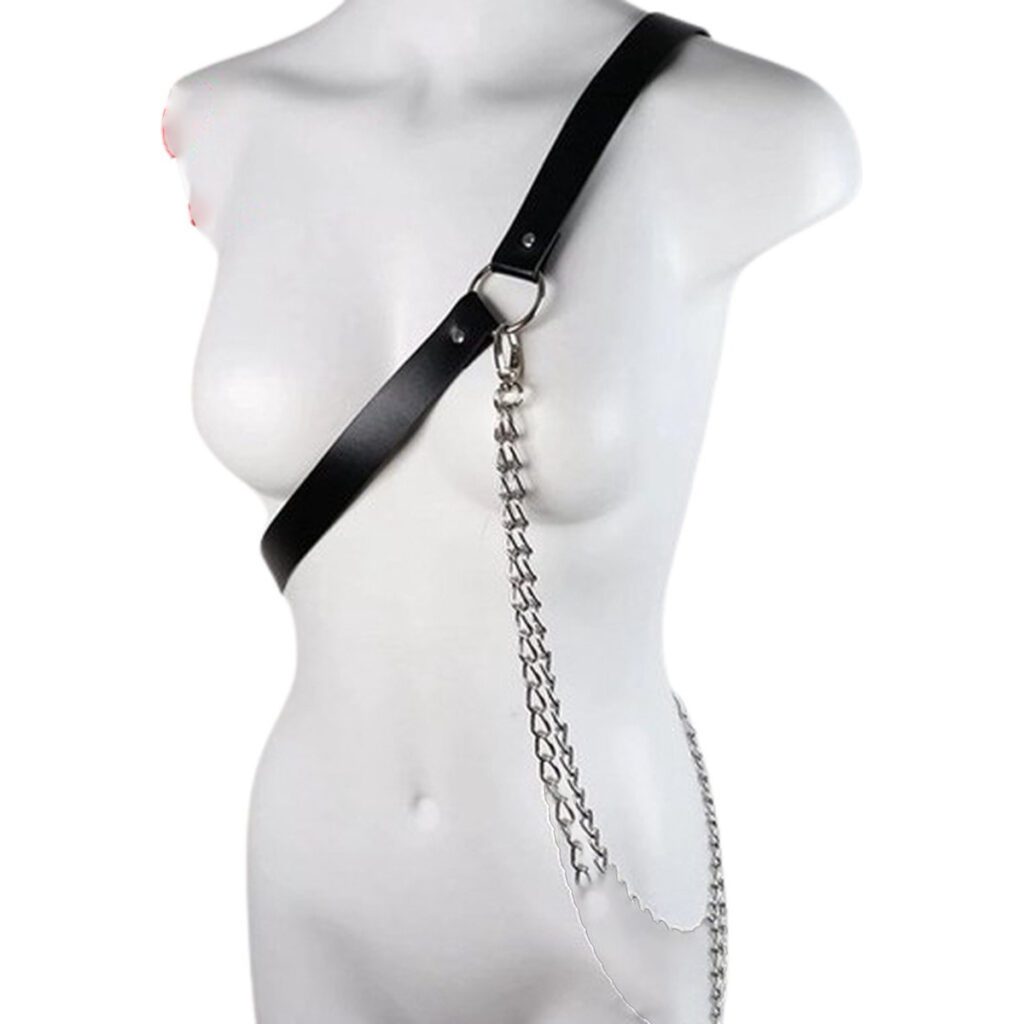 bondage, harnas, ketting, leer, verstelbaar, SM, BDSM, lingerie, seksfeest, dames