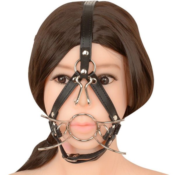 hoofd harnas, knevel, mond, neus, leer, bdsm, bondage, verstelbaar, fetish, sm